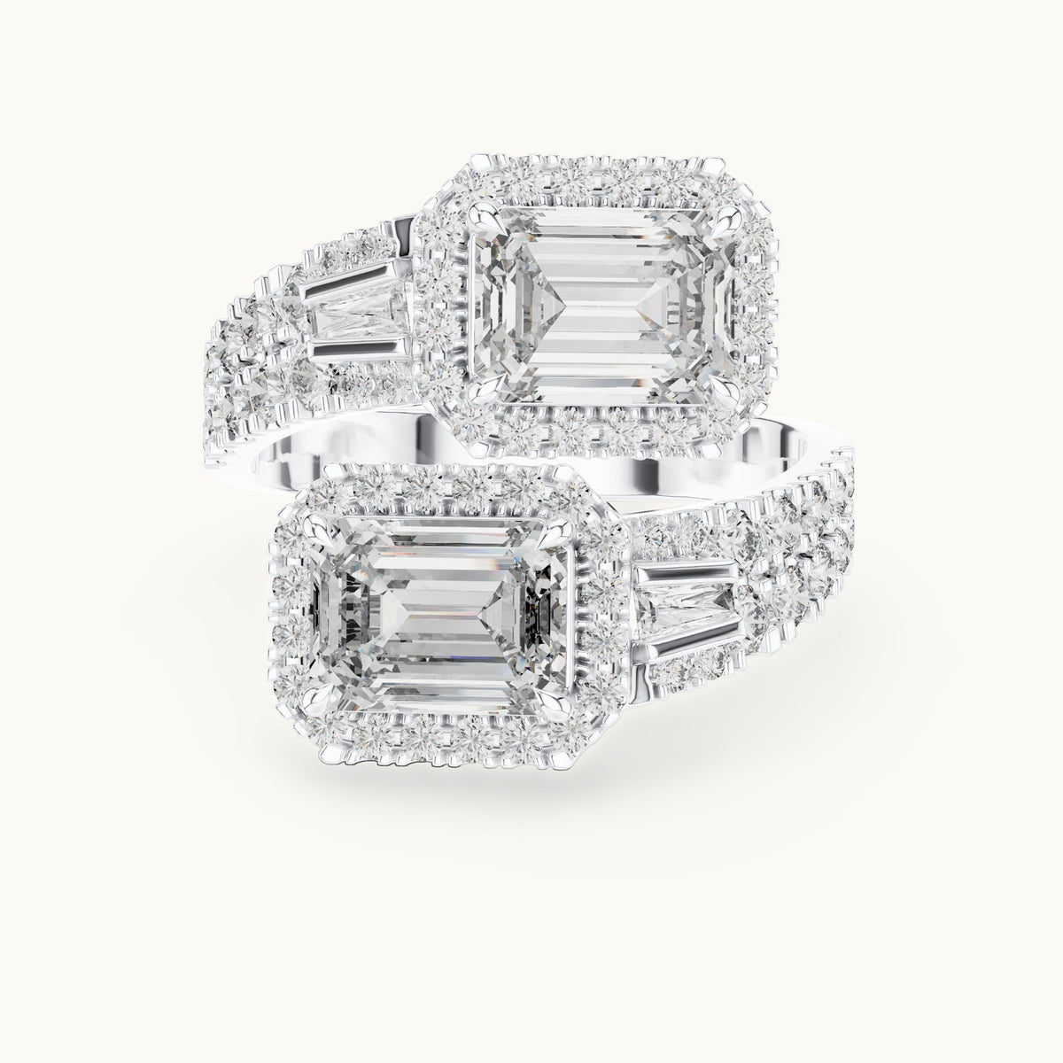 Emerald cut lab-grown diamond solitaire ring in 14K white gold, 3.69 CT TW, view 3
