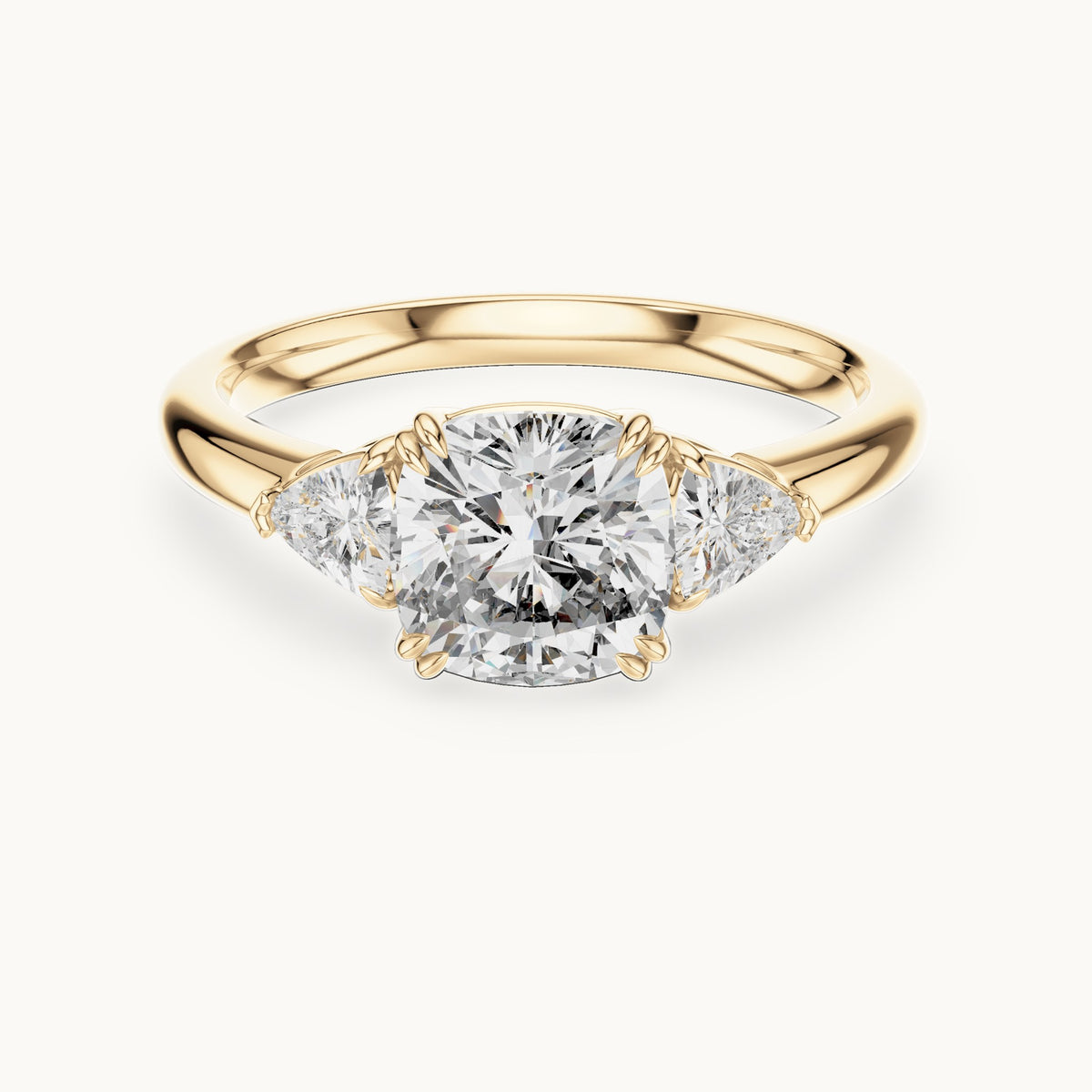 Cushion cut lab-grown diamond cluster ring in 14K yellow gold, 2.09 CT TW, view 1