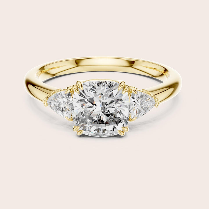Cushion Cut Lab Grown Diamond Cluster Ring, 2.09ct Total, Solid Gold