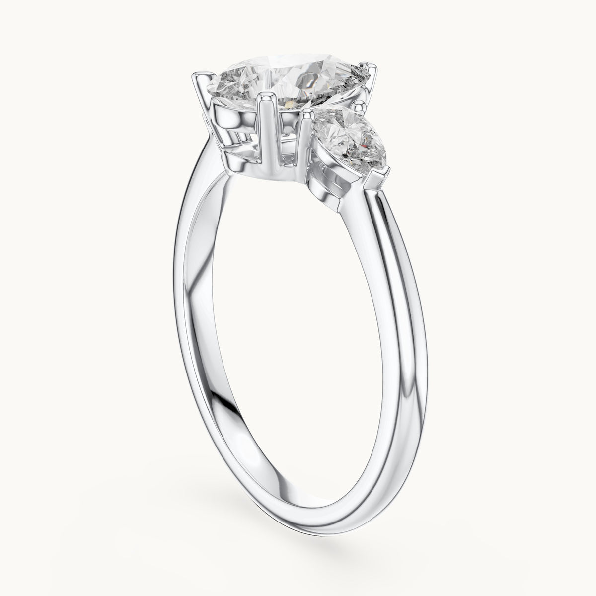 Pear cut lab-grown diamond cluster ring in 14K white gold, 1.53 CT TW, view 1