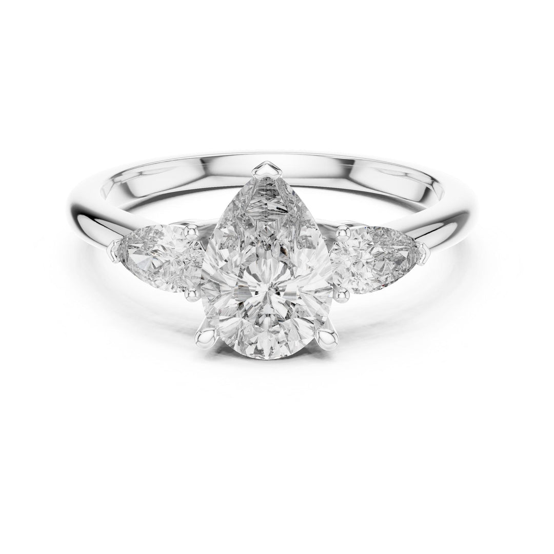 Pear Cut Lab Grown Diamond Cluster Ring, 1.53ct Total, Solid Gold