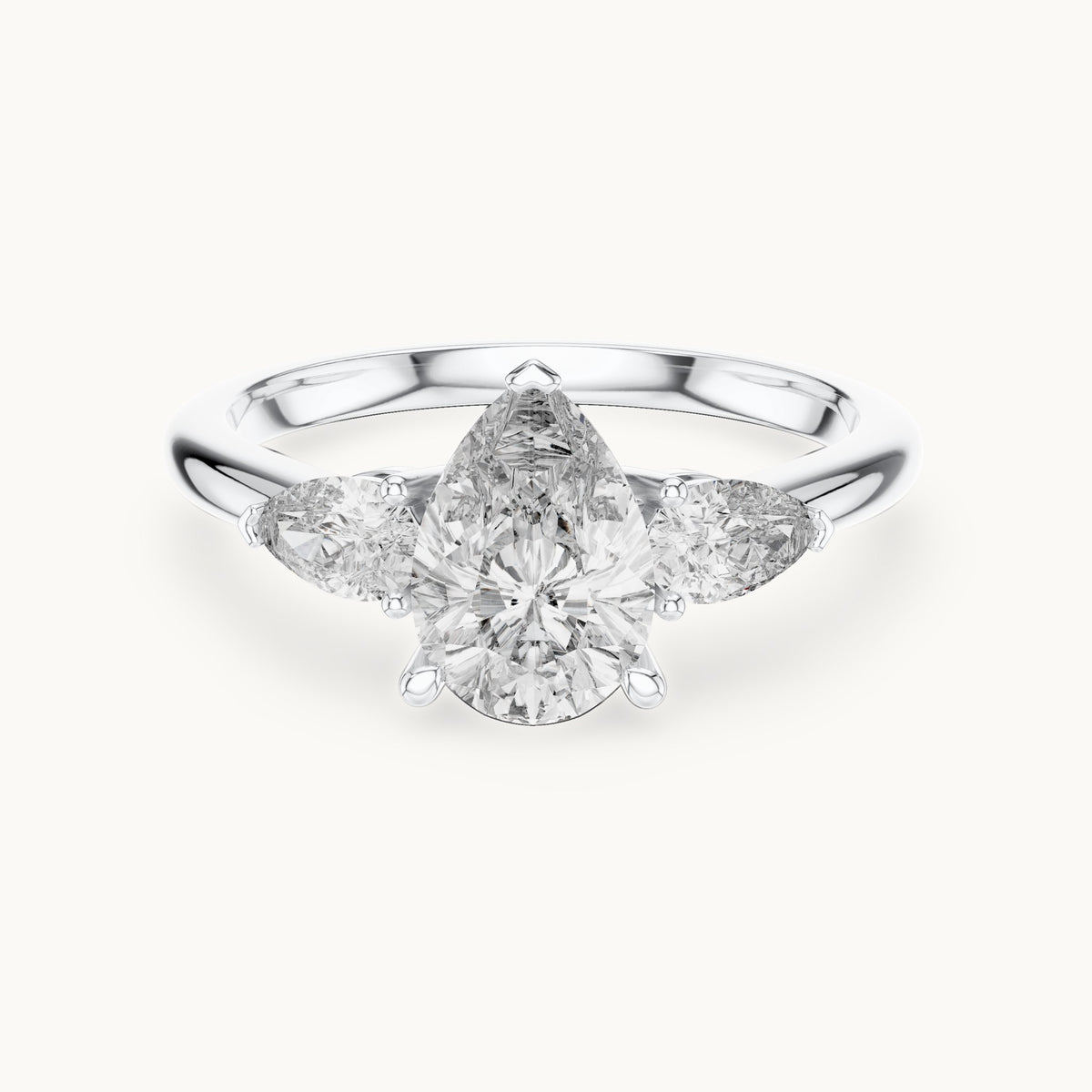 Pear cut lab-grown diamond cluster ring in 14K white gold, 1.53 CT TW, view 3