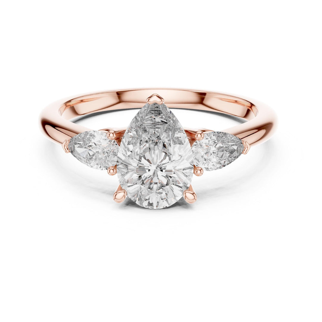 Pear Cut Lab Grown Diamond Cluster Ring, 1.53ct Total, Solid Gold