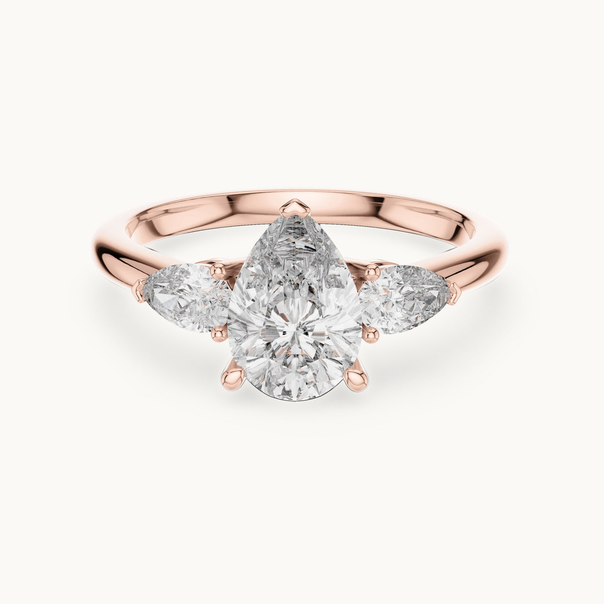 Pear cut lab-grown diamond cluster ring in 14K rose gold, 1.53 CT TW, view 3