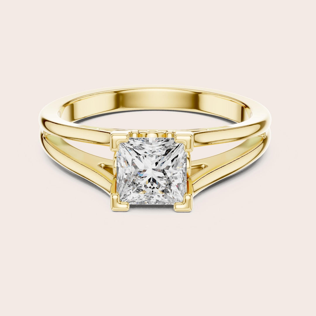 Princess Cut Lab Grown Diamond Solitaire Ring, 1.04ct Total, Solid Gold
