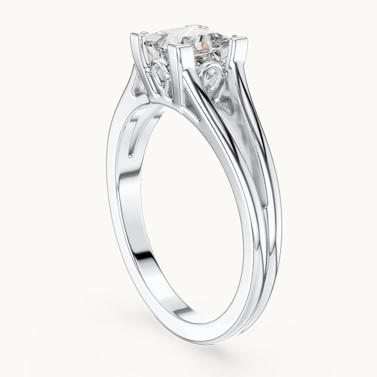 Princess Cut Lab Grown Diamond Solitaire Ring, 1.04ct Total, Solid Gold