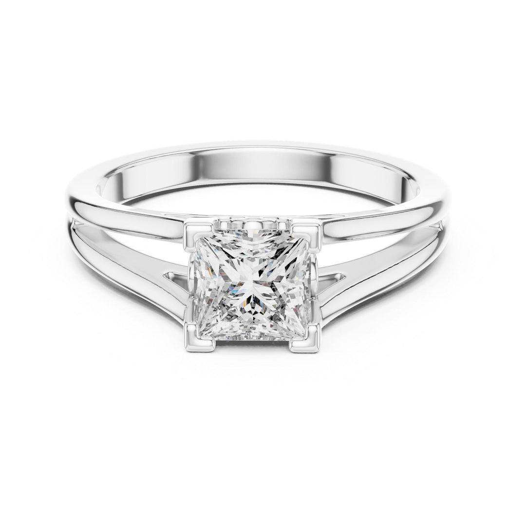 Princess Cut Lab Grown Diamond Solitaire Ring, 1.04ct Total, Solid Gold