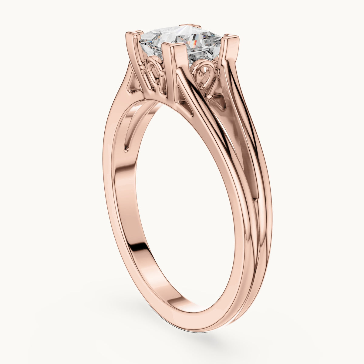 Princess Cut Lab Grown Diamond Solitaire Ring, 1.04ct Total, Solid Gold