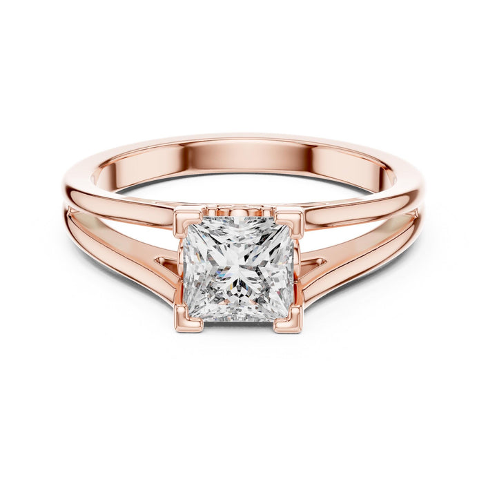 Princess Cut Lab Grown Diamond Solitaire Ring, 1.04ct Total, Solid Gold