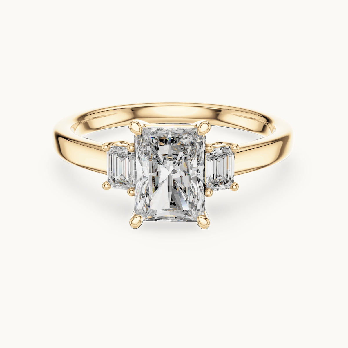 Radiant Cut Lab Grown Diamond Solitaire Ring, 1.70ct Total, Solid Gold