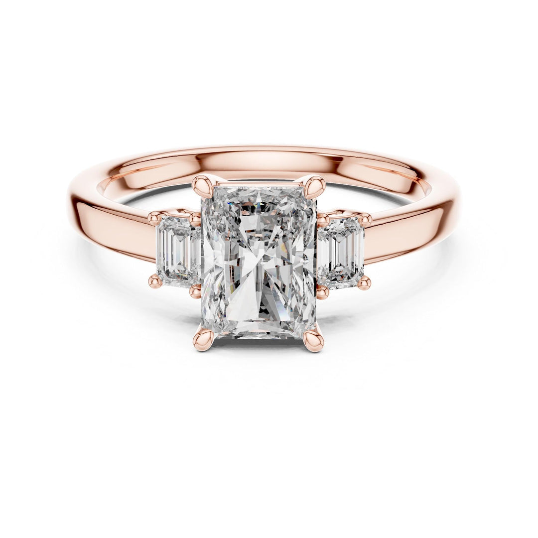 Radiant Cut Lab Grown Diamond Solitaire Ring, 1.70ct Total, Solid Gold