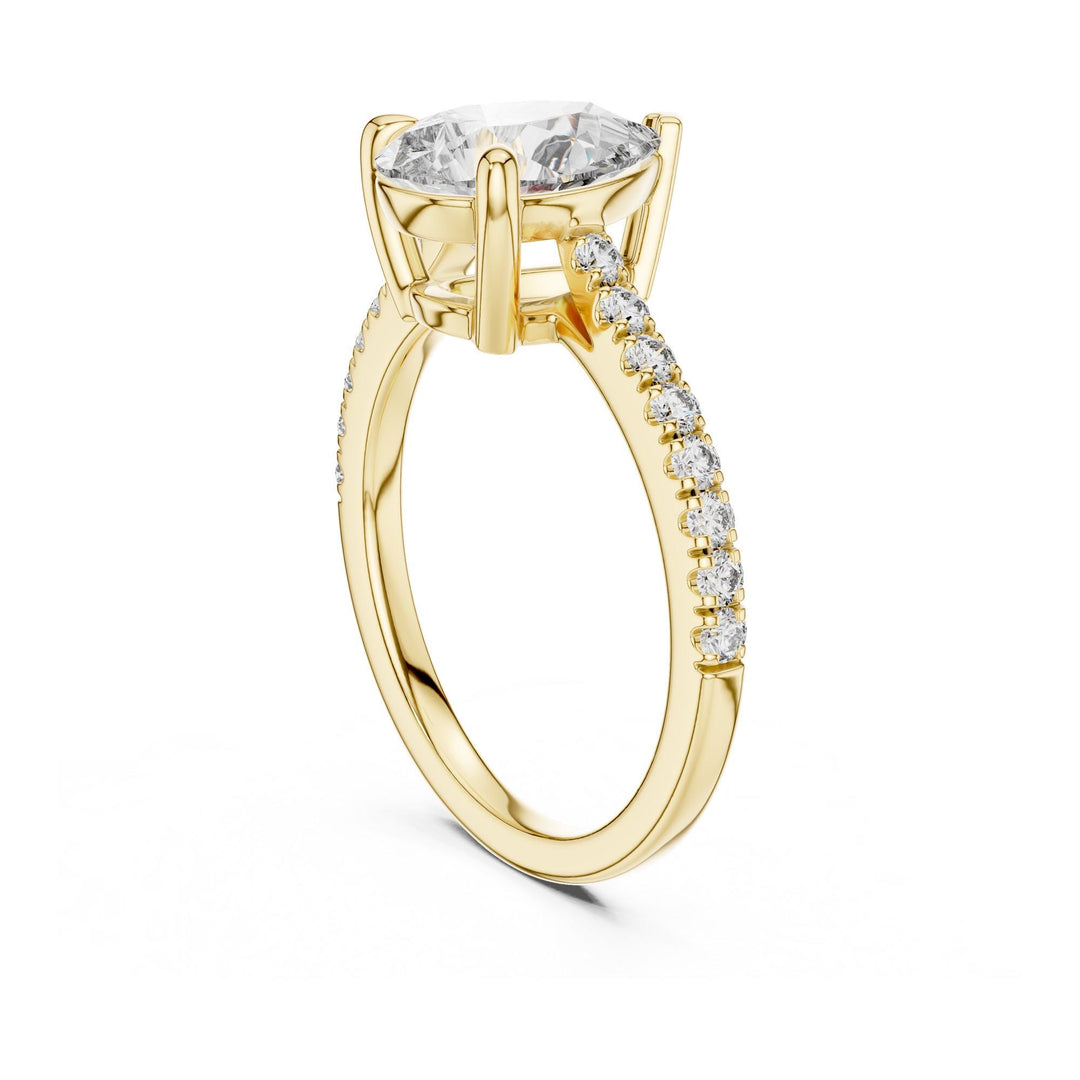 Pear Cut Lab Grown Diamond Solitaire Ring, 2.29ct Total, Solid Gold