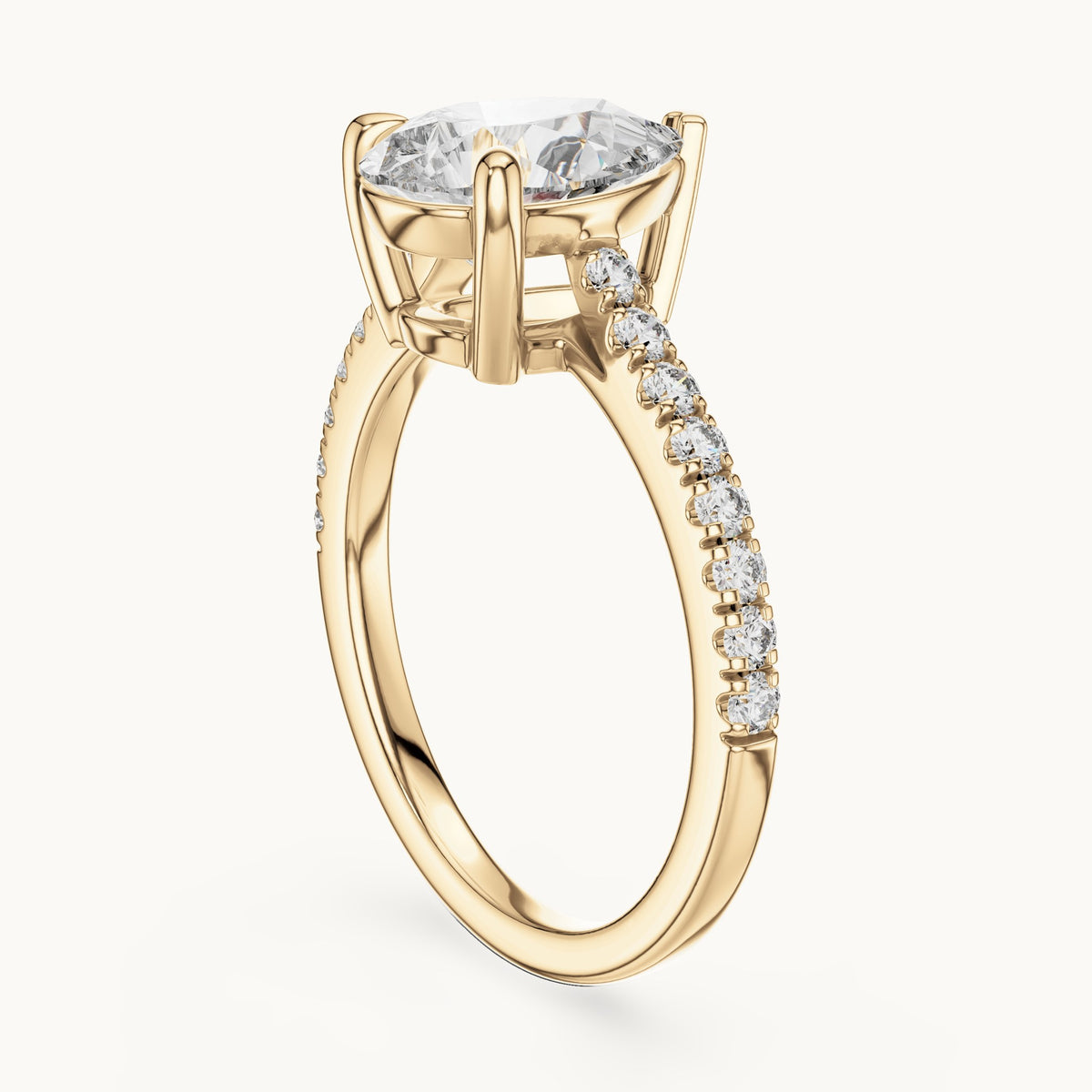 Pear cut lab-grown diamond solitaire ring in 14K yellow gold, 2.29 CT TW, view 2