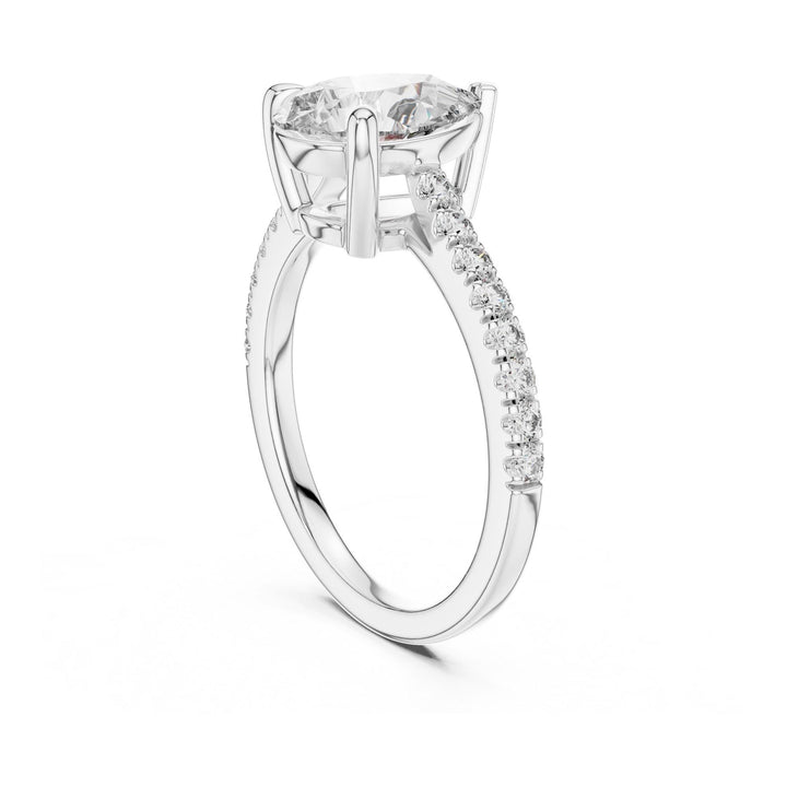 Pear Cut Lab Grown Diamond Solitaire Ring, 2.29ct Total, Solid Gold