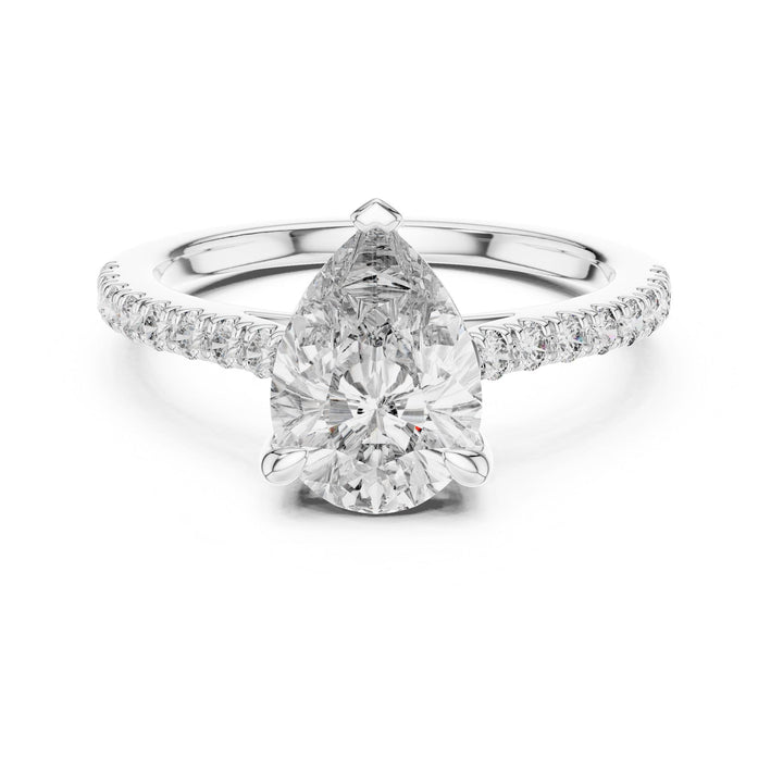 Pear Cut Lab Grown Diamond Solitaire Ring, 2.29ct Total, Solid Gold