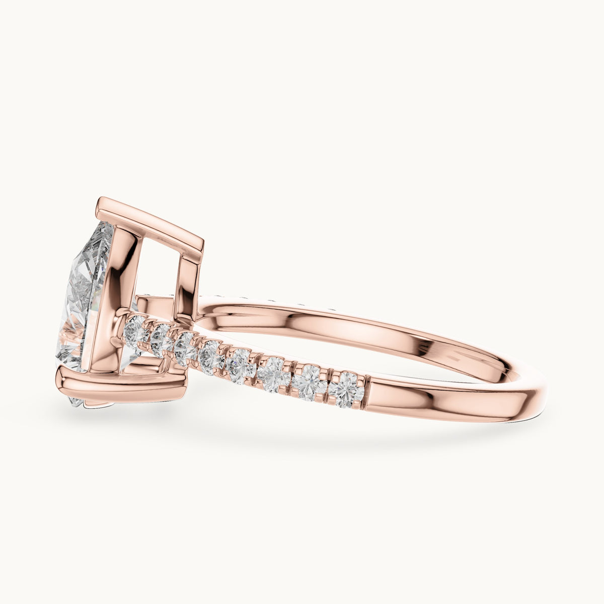 Pear cut lab-grown diamond solitaire ring in 14K rose gold, 2.29 CT TW, view 2