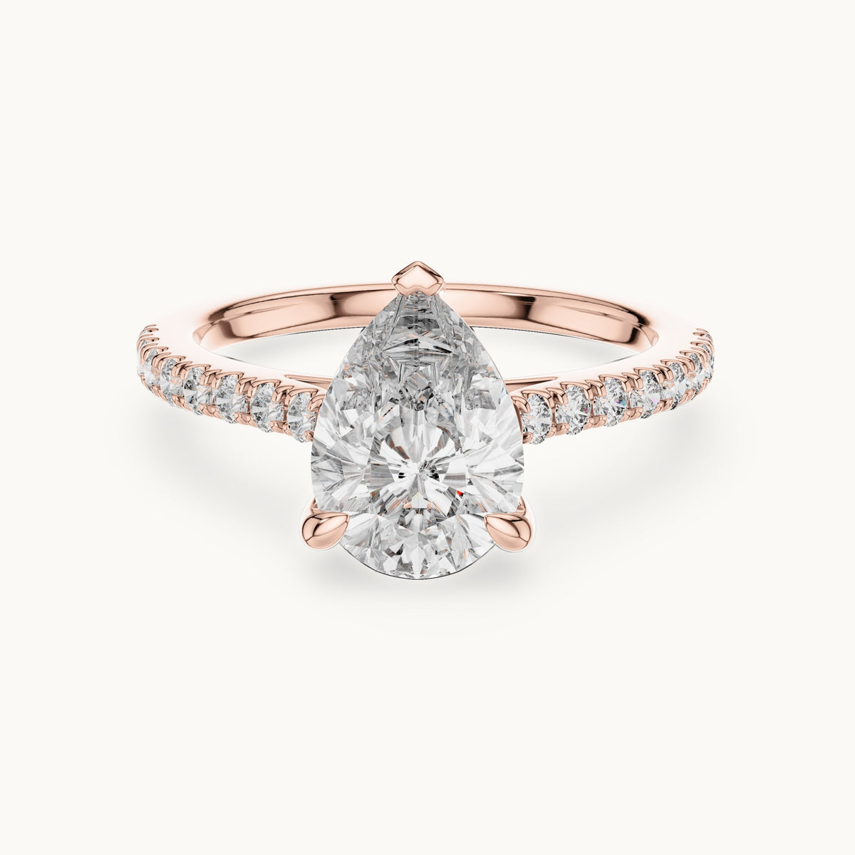 Pear cut lab-grown diamond solitaire ring in 14K rose gold, 2.29 CT TW, view 3