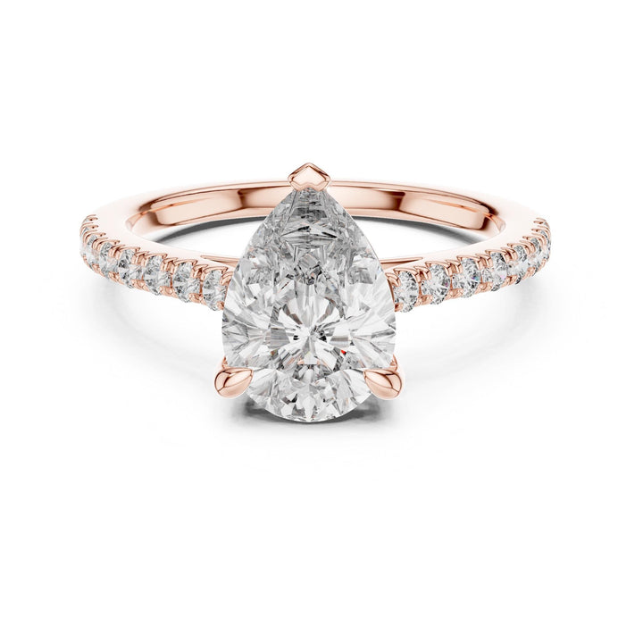 Pear Cut Lab Grown Diamond Solitaire Ring, 2.29ct Total, Solid Gold
