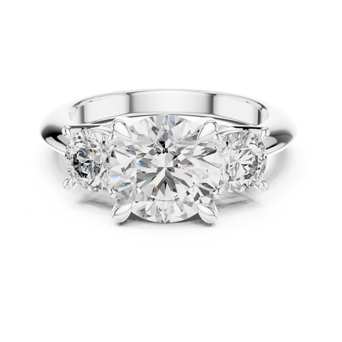 Round Cut Lab Grown Diamond Cluster Ring, 3.50ct Total, Solid Gold