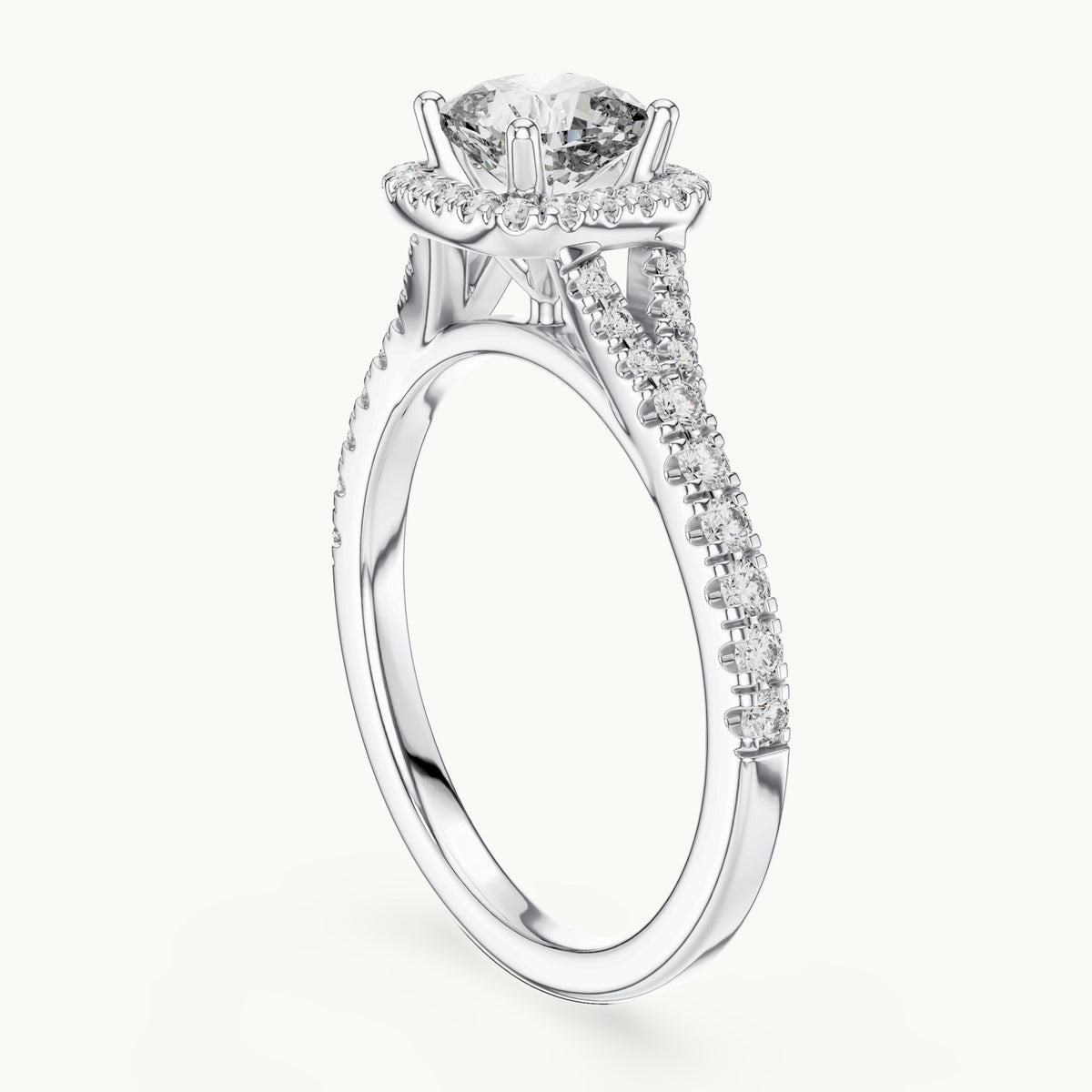 Cushion cut lab-grown diamond solitaire ring in 14K white gold, 1.38 CT TW, view 1