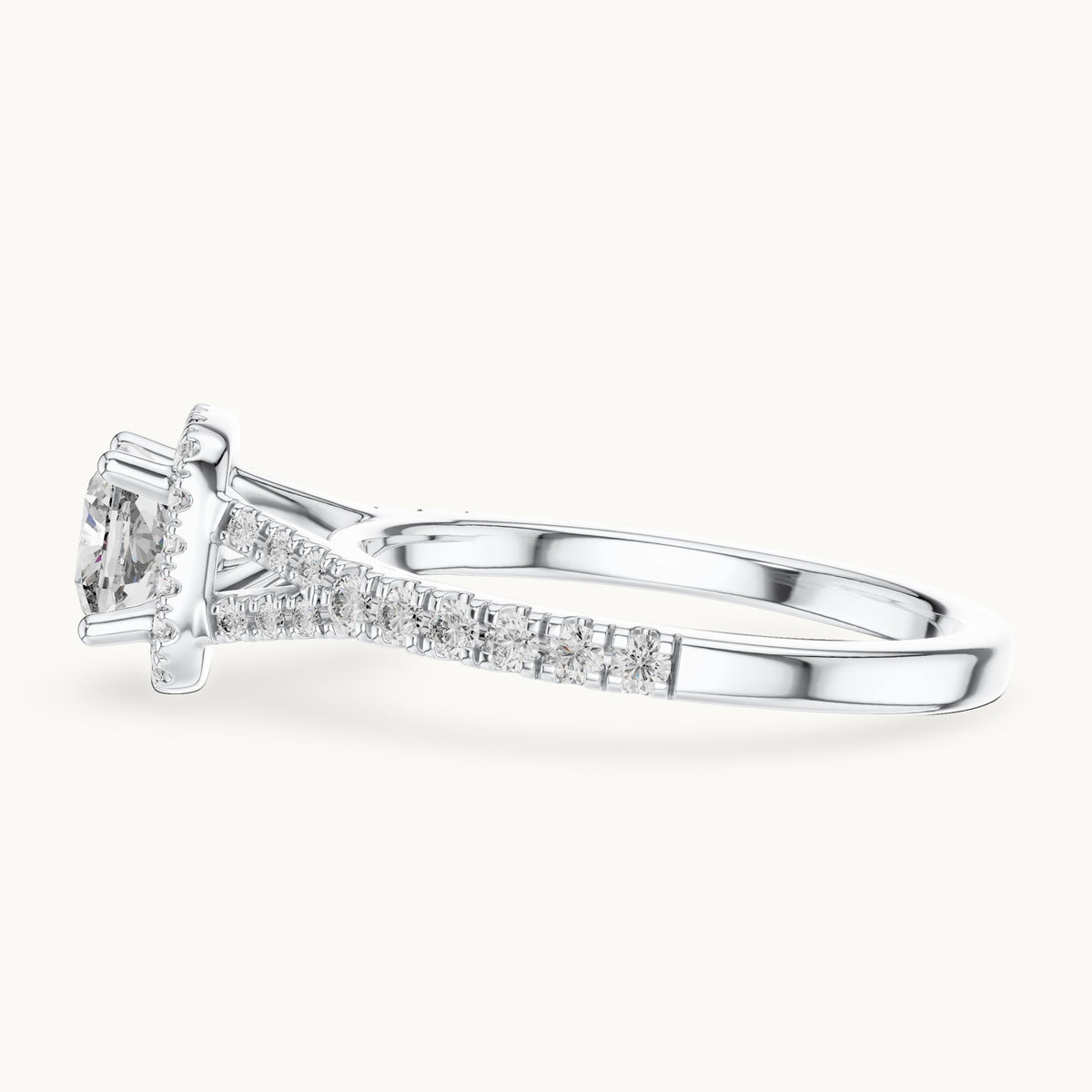 Cushion cut lab-grown diamond solitaire ring in 14K white gold, 1.38 CT TW, view 2