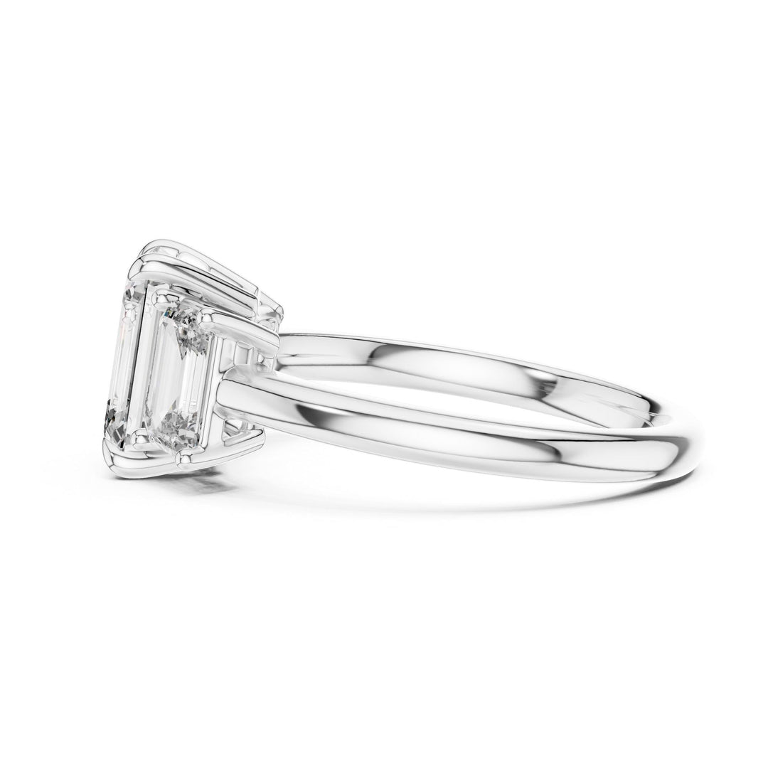 Emerald Cut Lab Grown Diamond Cluster Ring, 3.00ct Total, Solid Gold