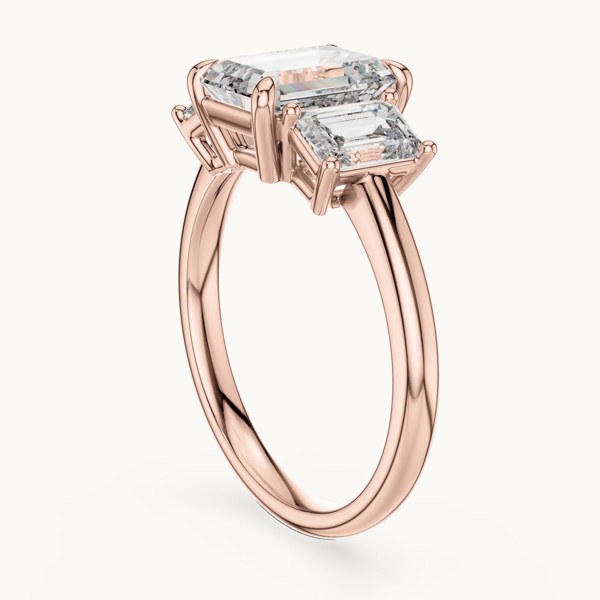 Emerald cut lab-grown diamond cluster ring in 14K rose gold, 3.00 CT TW, view 1