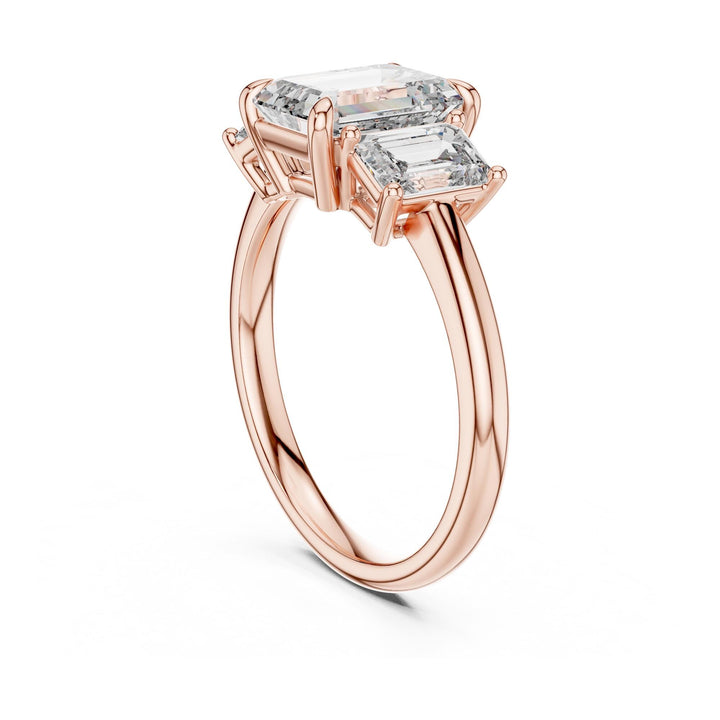 Emerald Cut Lab Grown Diamond Cluster Ring, 3.00ct Total, Solid Gold