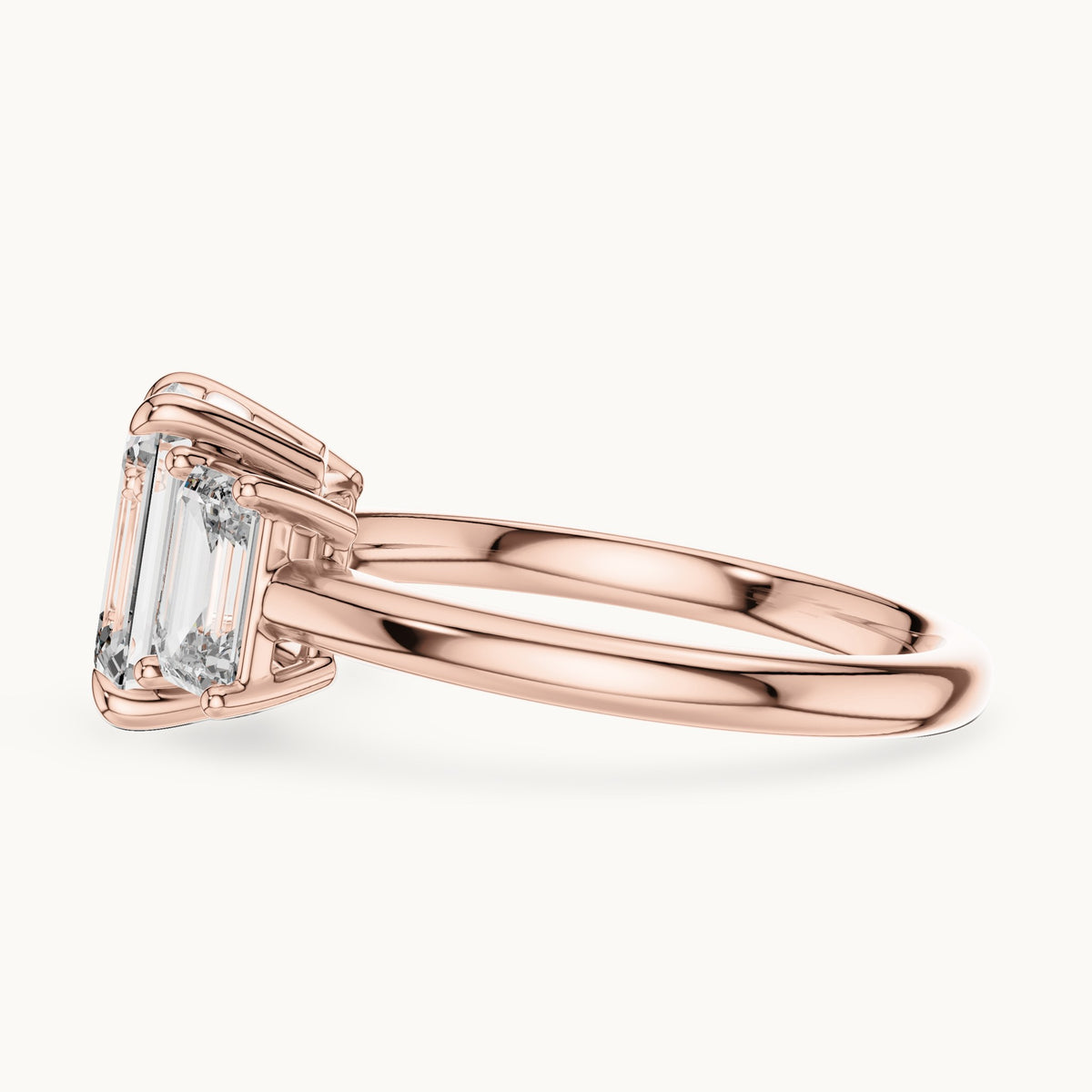 Emerald cut lab-grown diamond cluster ring in 14K rose gold, 3.00 CT TW, view 2
