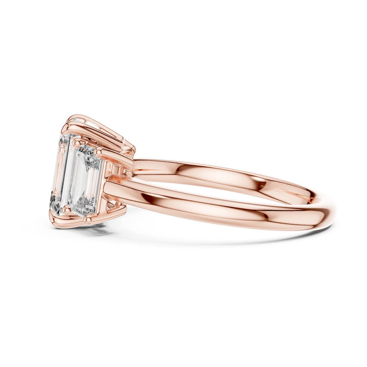 Emerald Cut Lab Grown Diamond Cluster Ring, 3.00ct Total, Solid Gold
