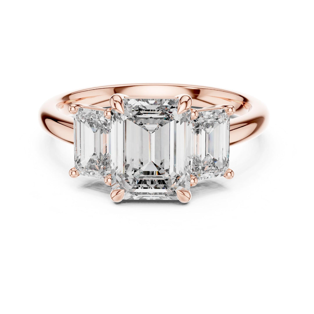 Emerald Cut Lab Grown Diamond Cluster Ring, 3.00ct Total, Solid Gold