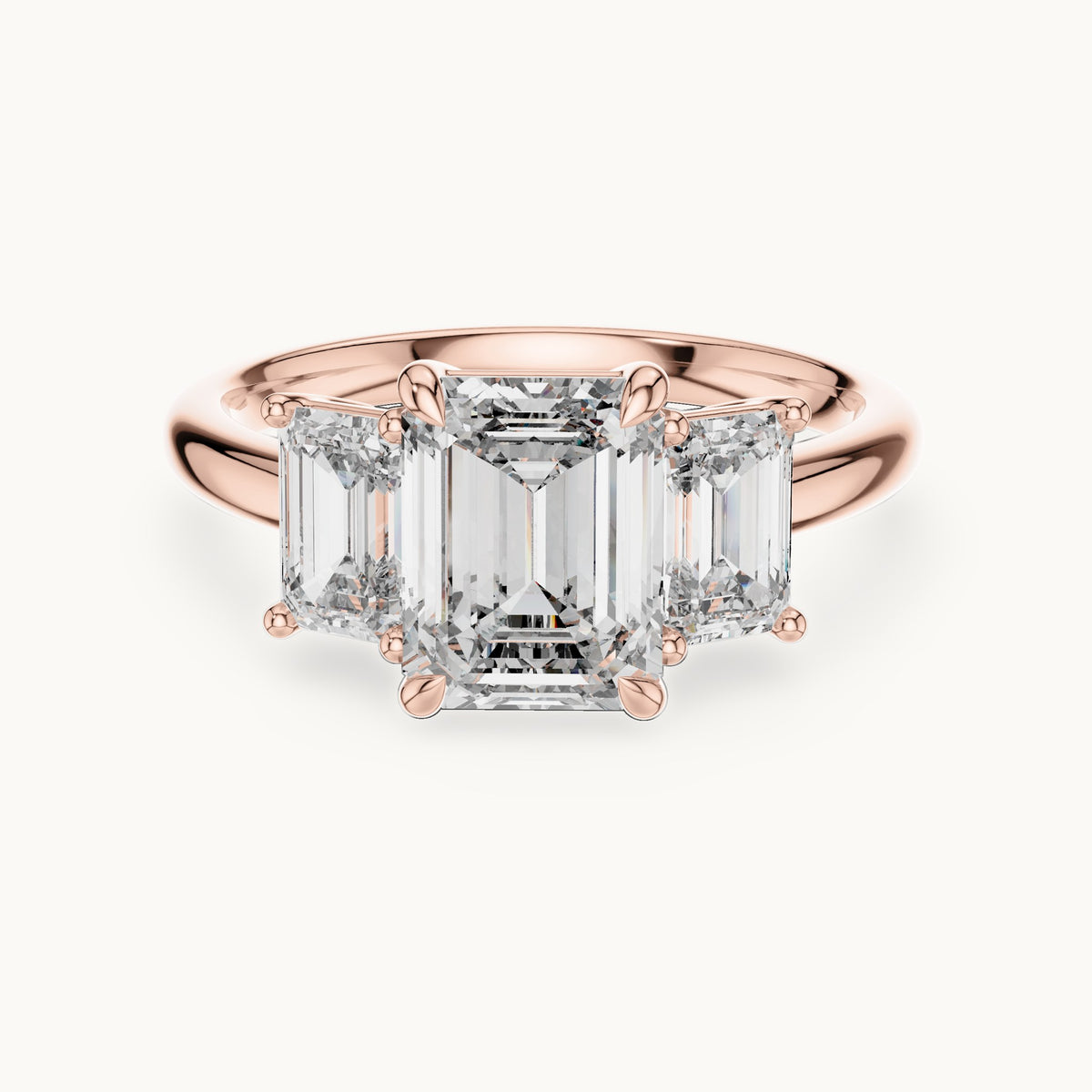 Emerald cut lab-grown diamond cluster ring in 14K rose gold, 3.00 CT TW, view 3