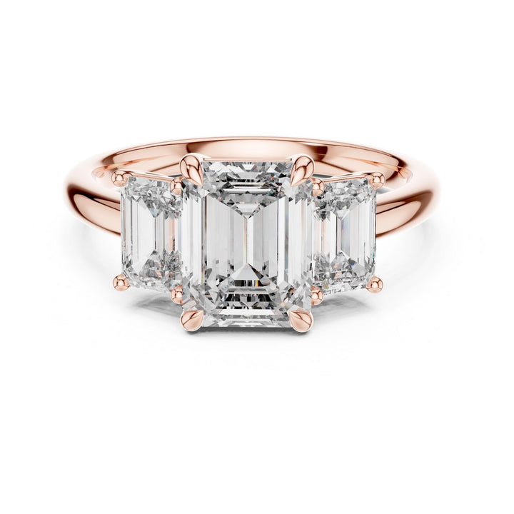 Emerald Cut Lab Grown Diamond Cluster Ring, 3.00ct Total, Solid Gold
