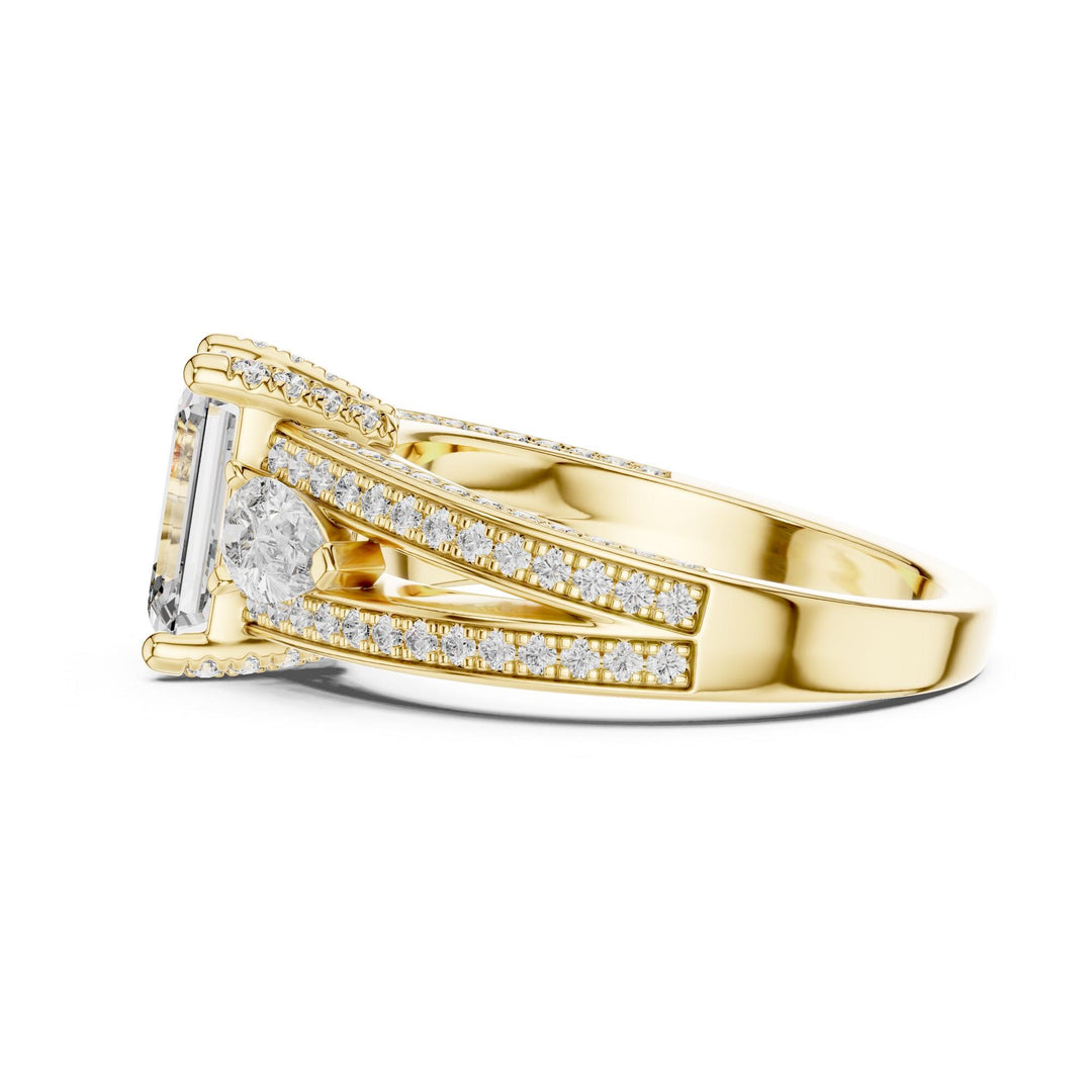 Emerald Cut Lab Grown Diamond Solitaire Ring, 3.10ct Total, Solid Gold