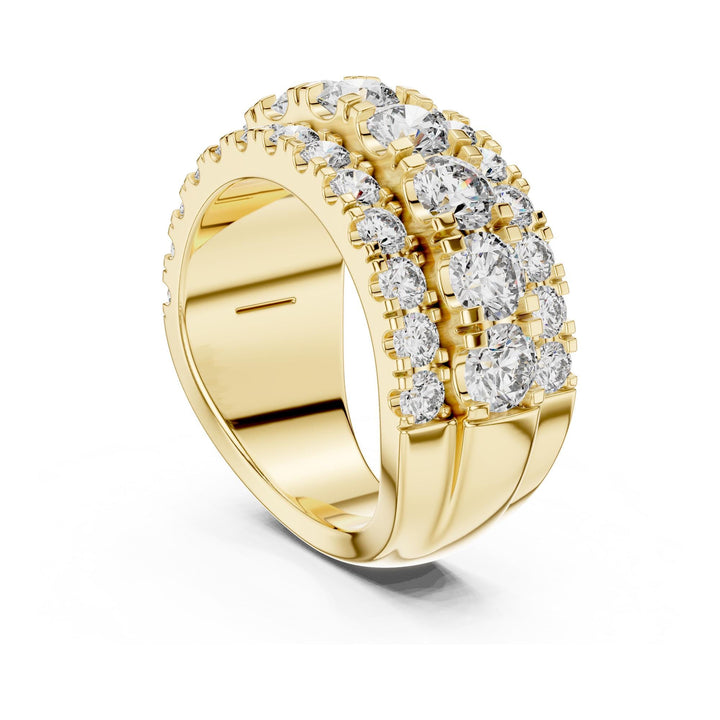 Round Cut Lab Grown Diamond Half Eternity Band, 4.26ct Total, Solid Gold