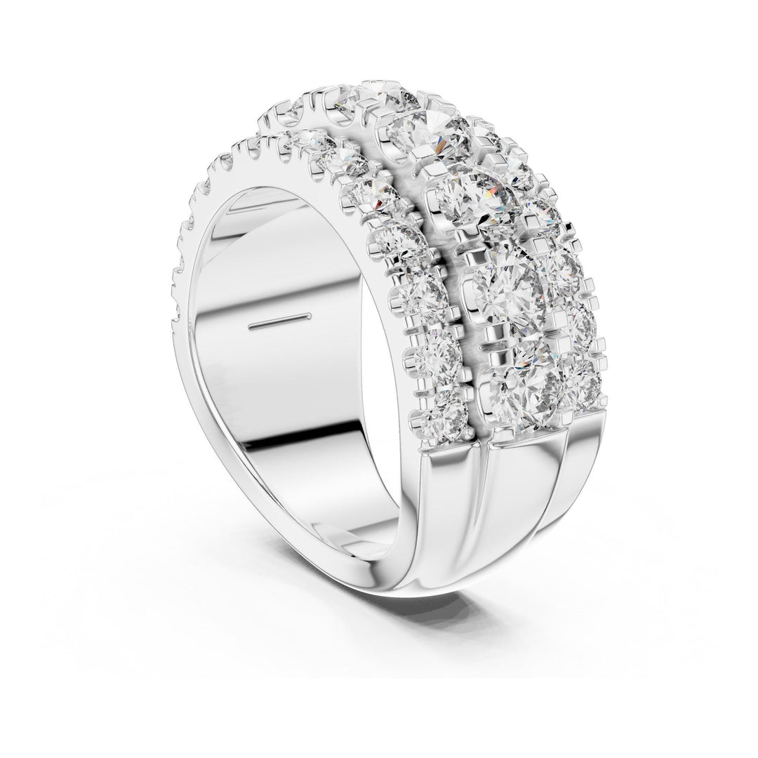 Round Cut Lab Grown Diamond Half Eternity Band, 4.26ct Total, Solid Gold