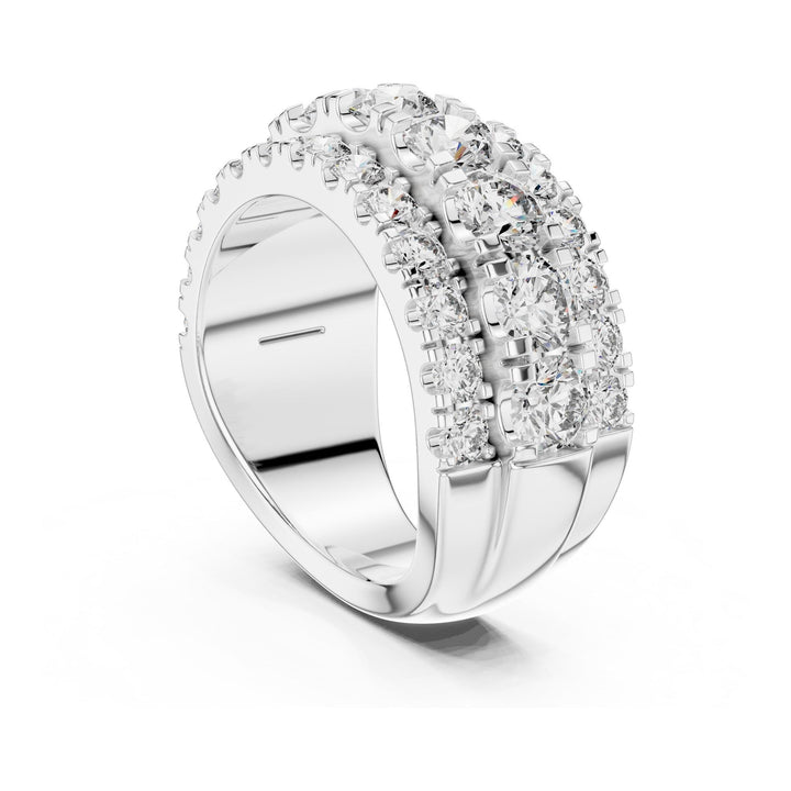 Round Cut Lab Grown Diamond Half Eternity Band, 4.26ct Total, Solid Gold