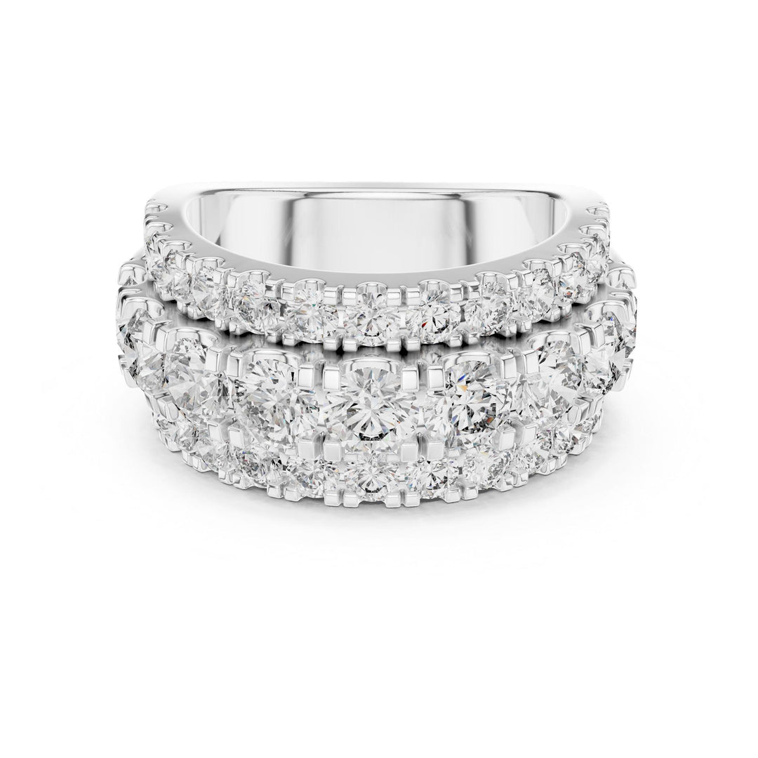 Round Cut Lab Grown Diamond Half Eternity Band, 4.26ct Total, Solid Gold