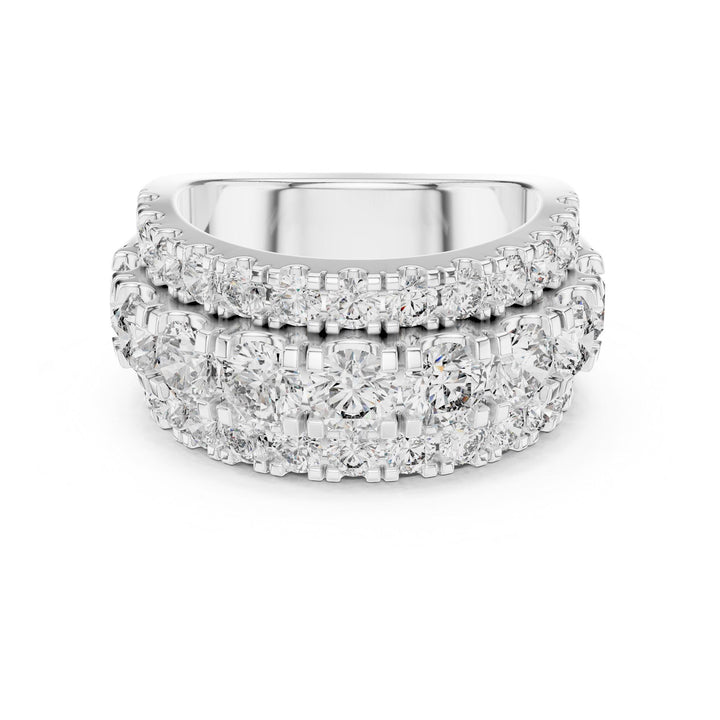 Round Cut Lab Grown Diamond Half Eternity Band, 4.26ct Total, Solid Gold