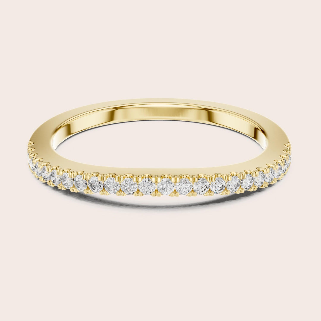 Round Cut Lab Grown Diamond Half Eternity Band, 0.22ct Total, Solid Gold