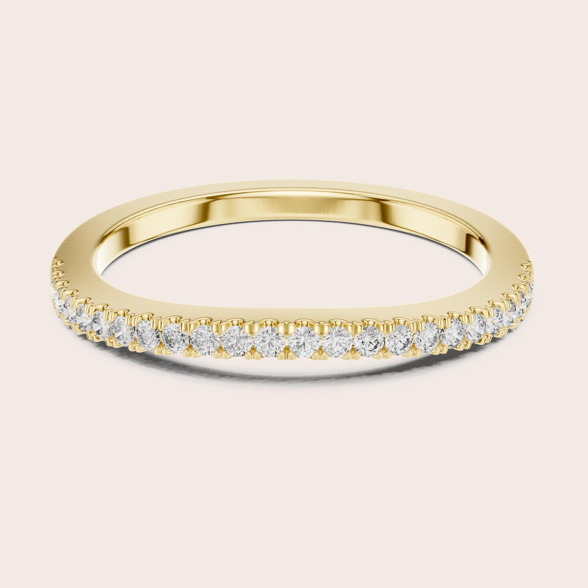 Round cut lab-grown diamond half eternity band, 0.22 CT TW, 24 stones, in solid gold