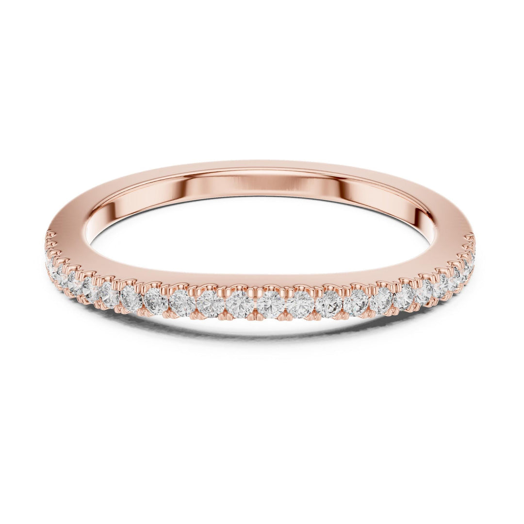 Round Cut Lab Grown Diamond Half Eternity Band, 0.22ct Total, Solid Gold