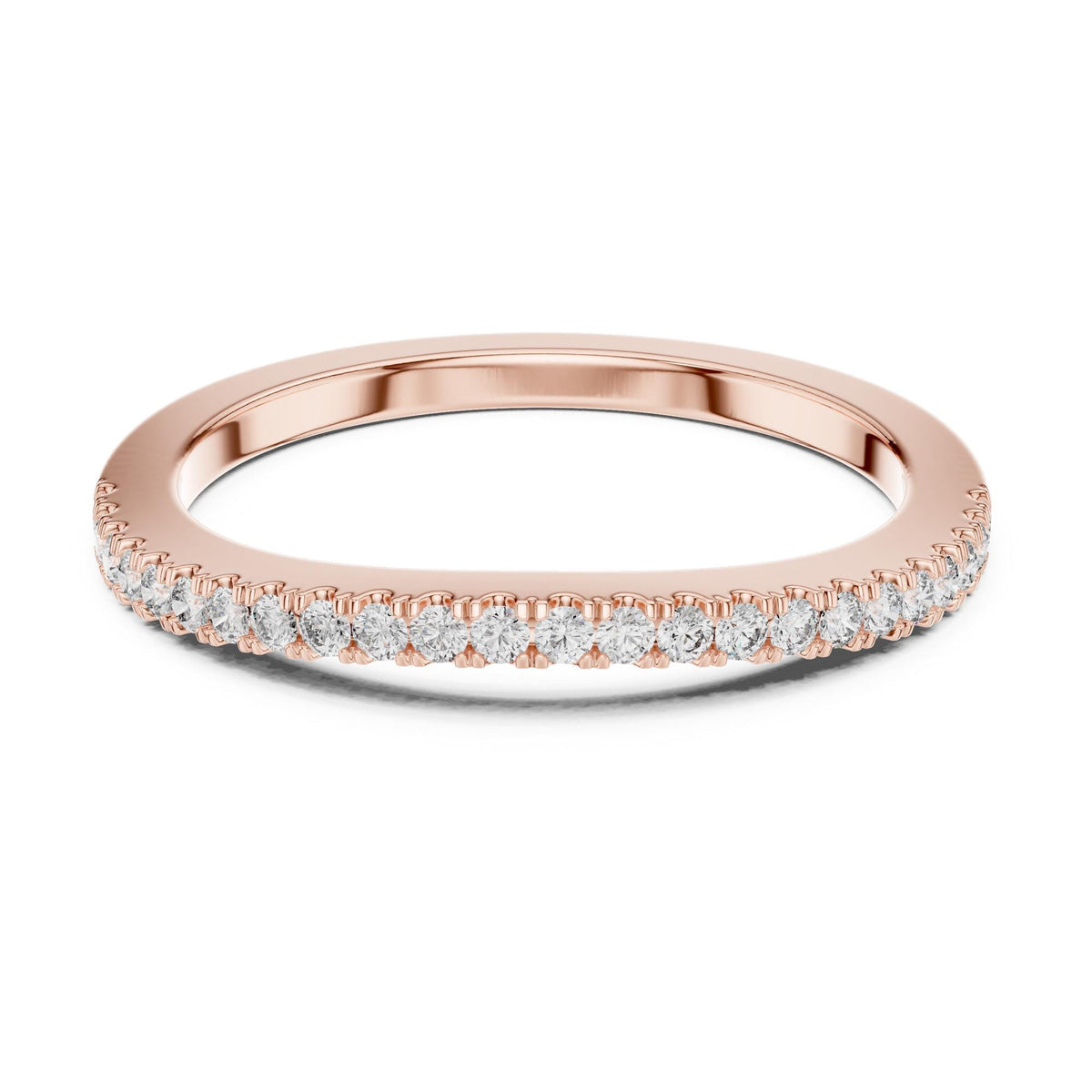 Round cut lab-grown diamond half eternity band, 0.22 CT TW, solid gold, view 9