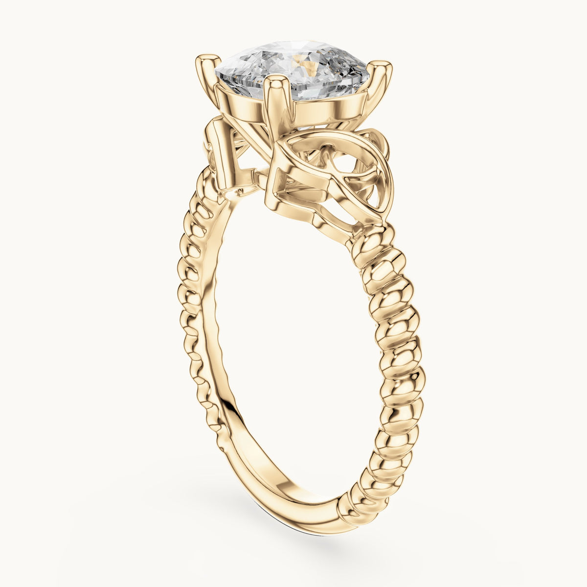 Cushion cut lab-grown diamond solitaire ring in 14K yellow gold, 2.43 CT TW, view 2