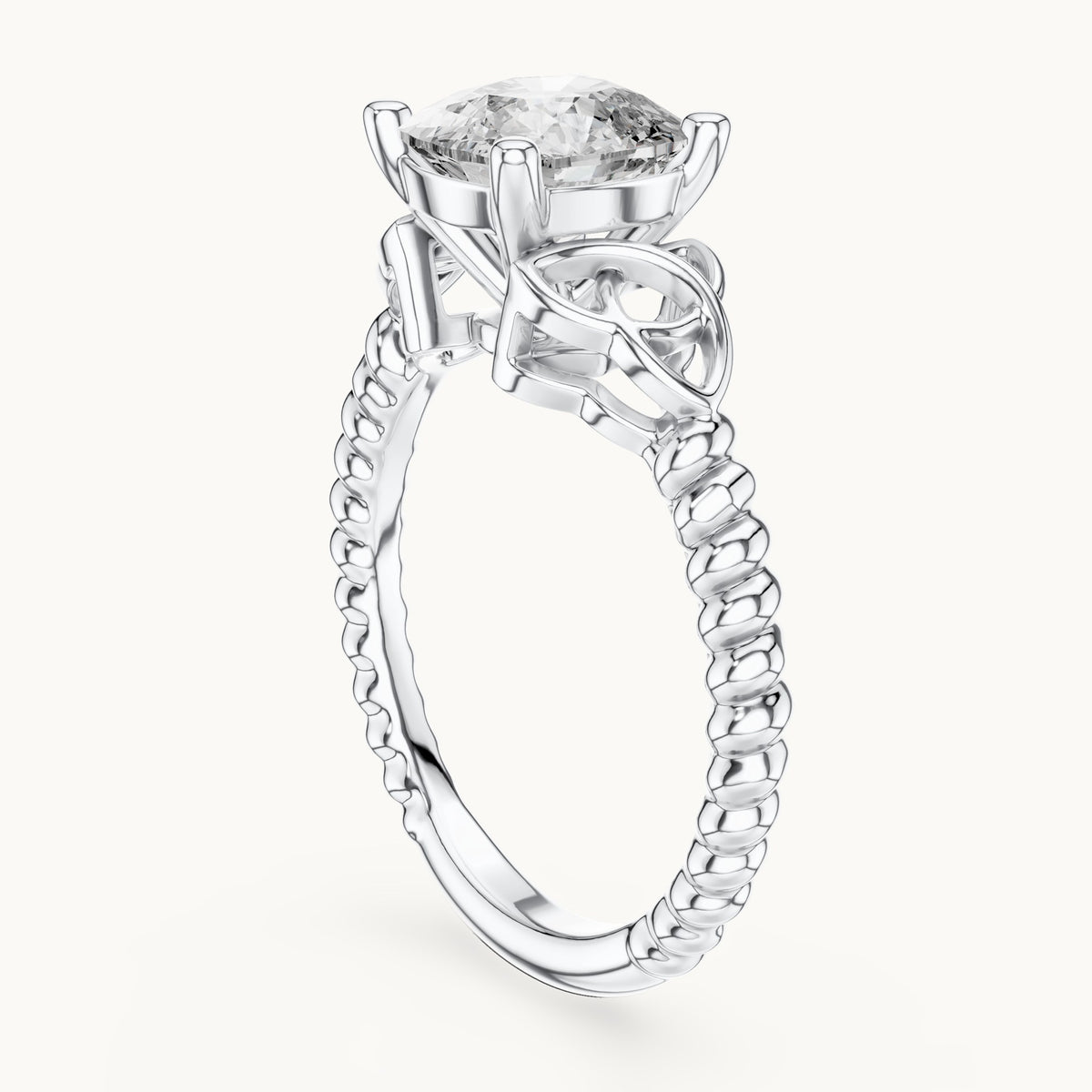 Cushion cut lab-grown diamond solitaire ring in 14K white gold, 2.43 CT TW, view 1