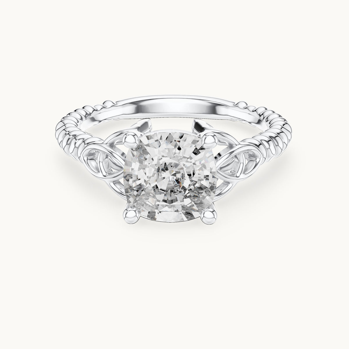 Cushion cut lab-grown diamond solitaire ring in 14K white gold, 2.43 CT TW, view 3
