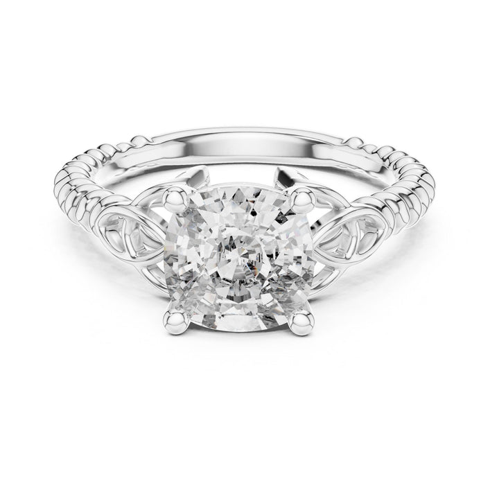 Cushion Cut Lab Grown Diamond Solitaire Ring, 2.43ct Total, Solid Gold