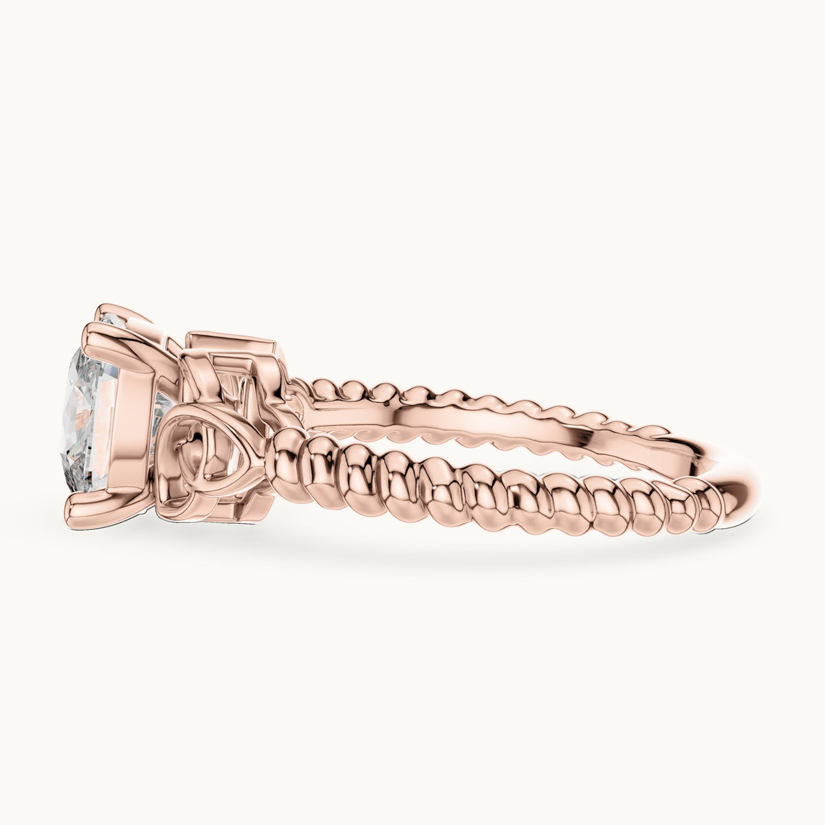 Cushion cut lab-grown diamond solitaire ring in 14K rose gold, 2.43 CT TW, view 2