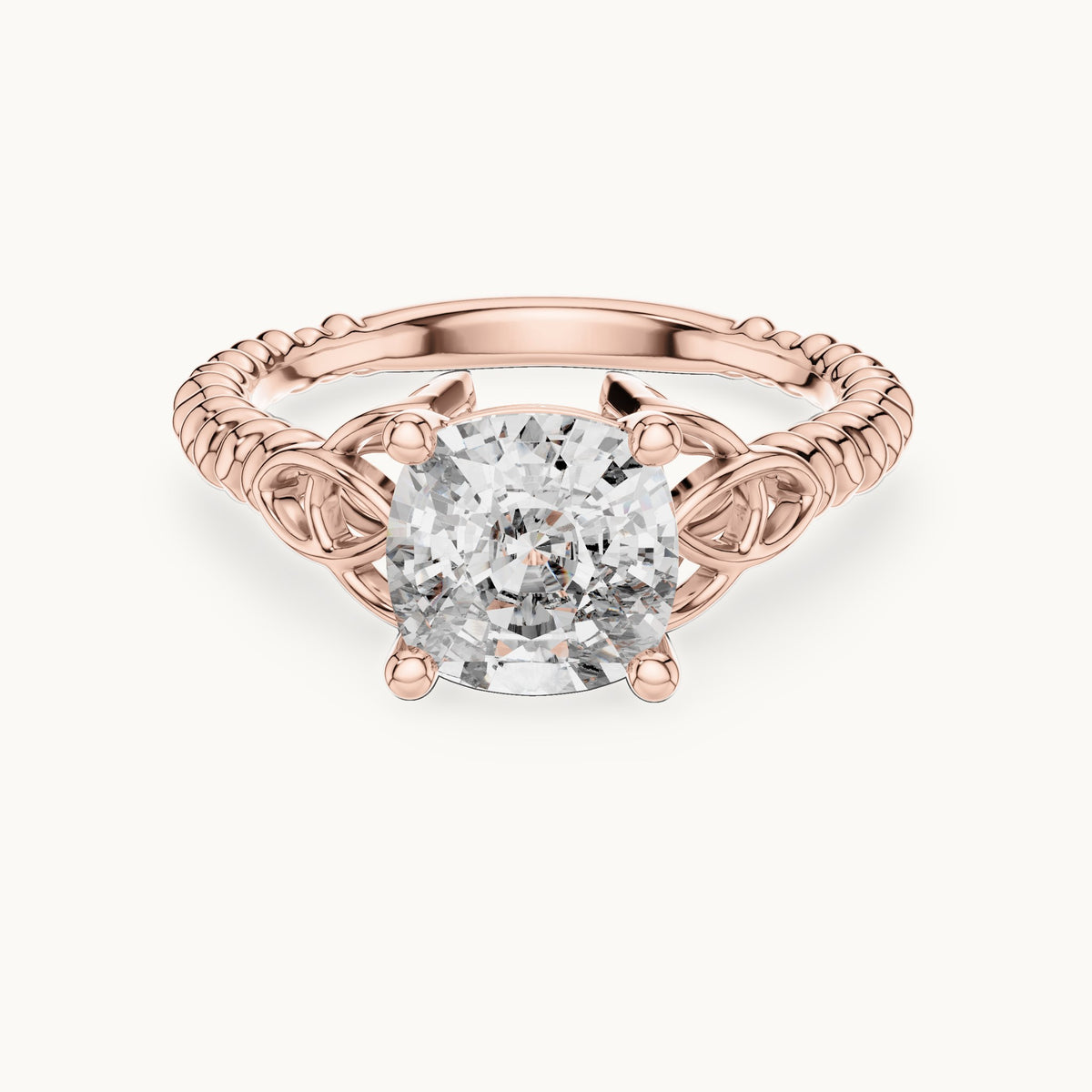 Cushion cut lab-grown diamond solitaire ring in 14K rose gold, 2.43 CT TW, view 3