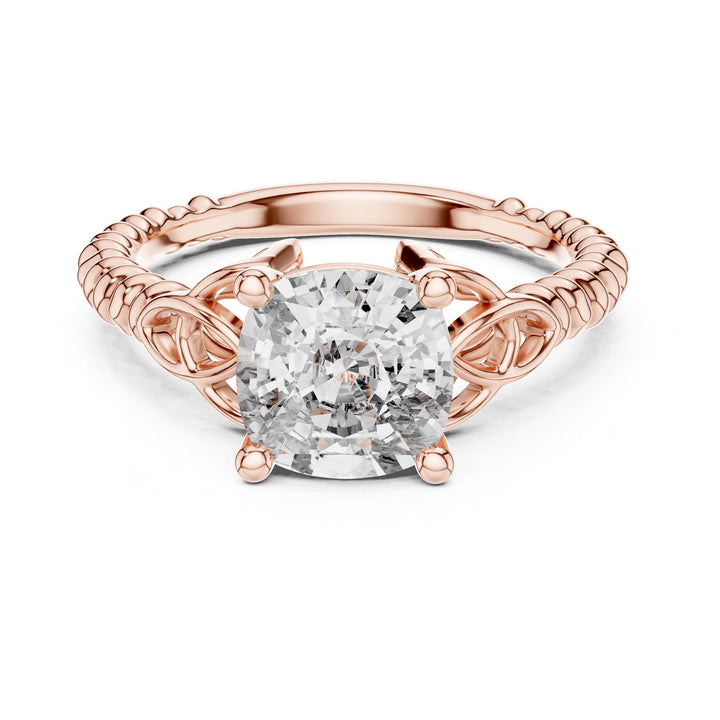 Cushion Cut Lab Grown Diamond Solitaire Ring, 2.43ct Total, Solid Gold